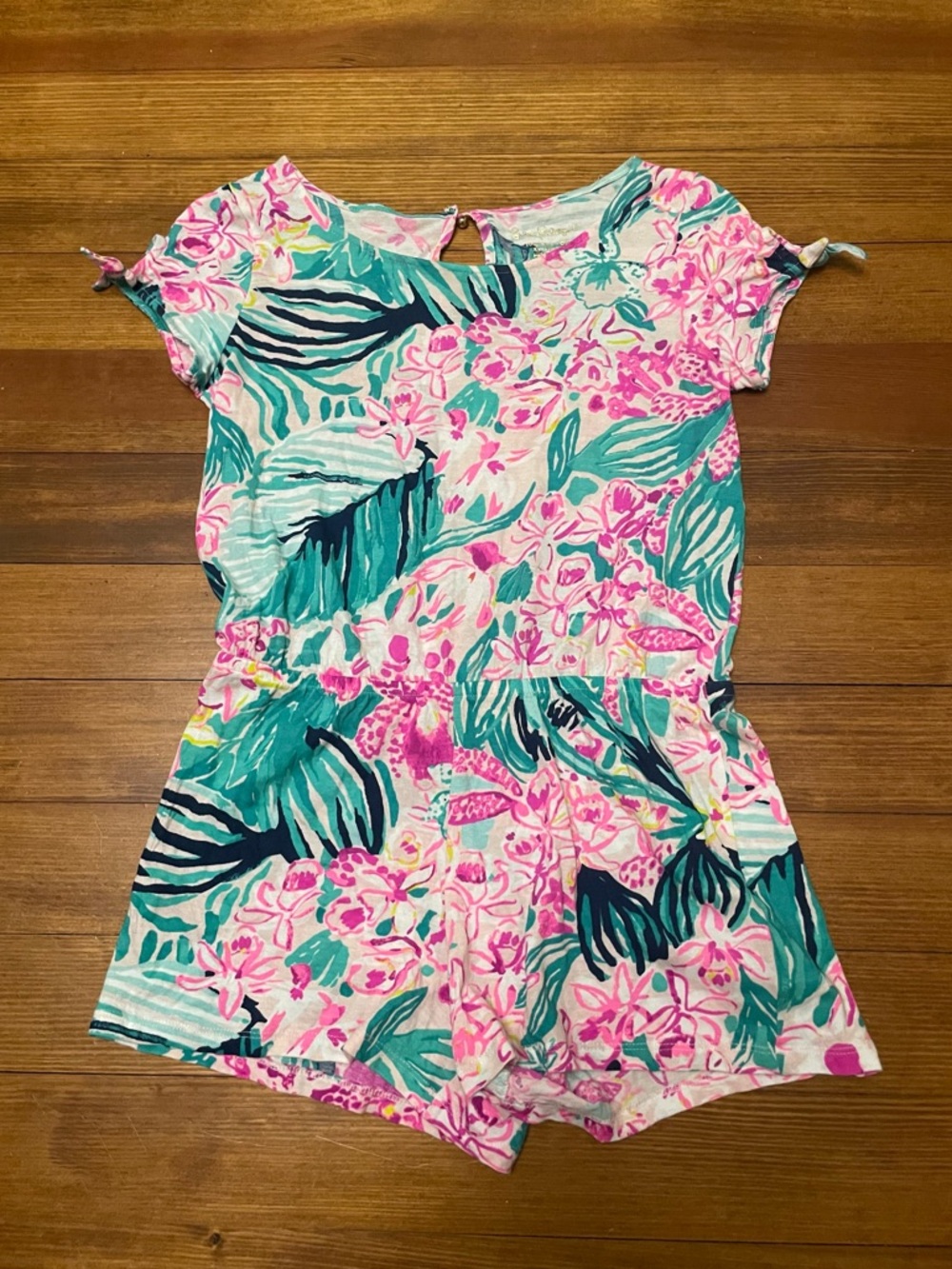 Lilly Pulitzer Pink & Teal Floral Cotton Romper